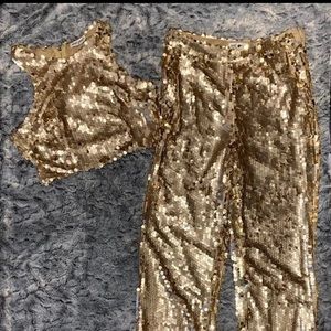 Gold Sequin Two Piece